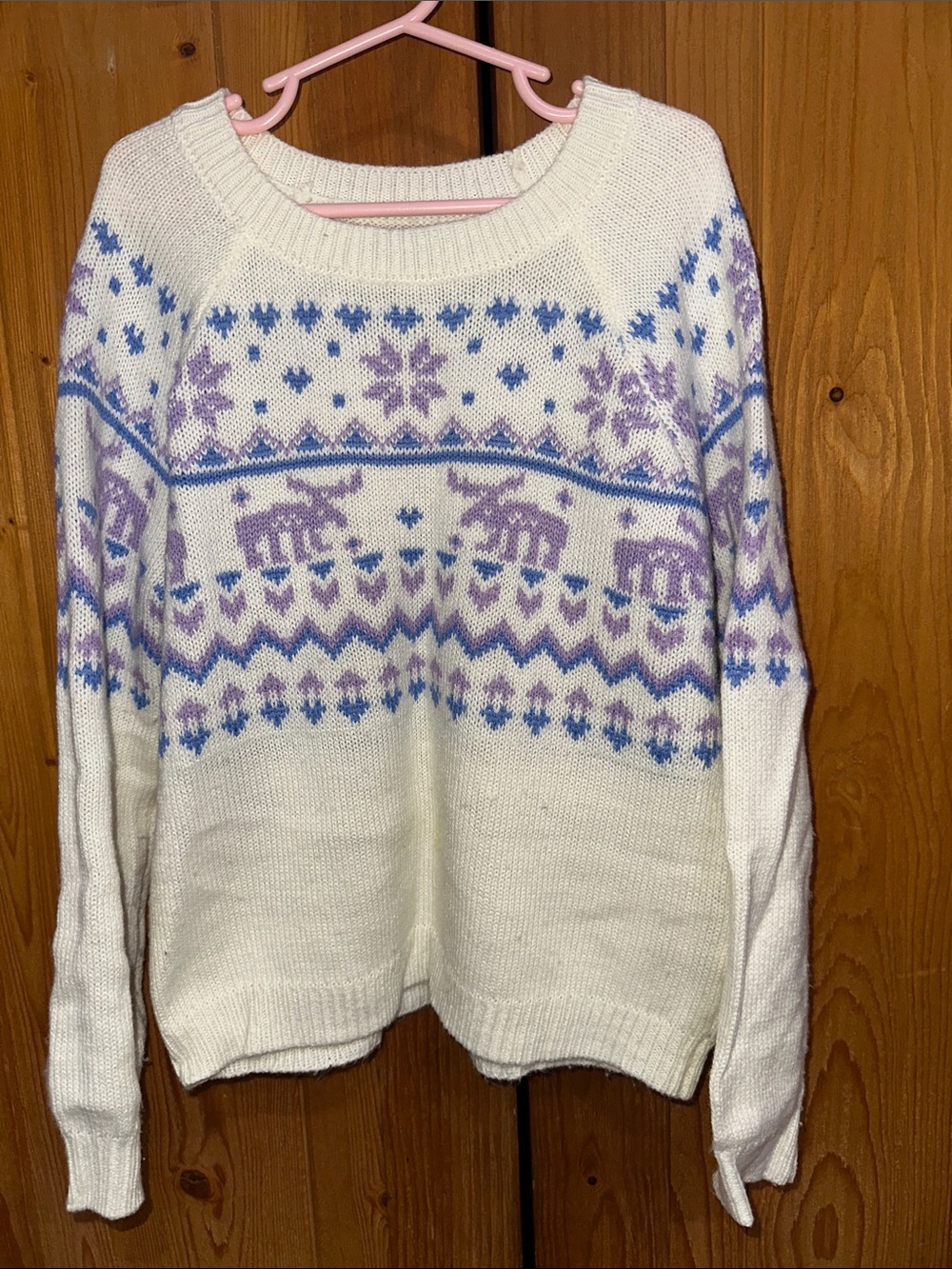 Freshman Crewneck Sweater with Lavender and Blue Fair Isle
